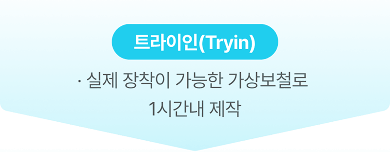 트라이인(Tryin), 실제 장착이 가능한 가상보철로 1시간내 제작